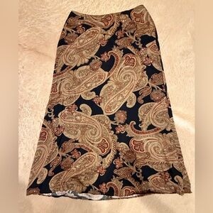 Liz Claiborne Navy Paisley A-Line Skirt